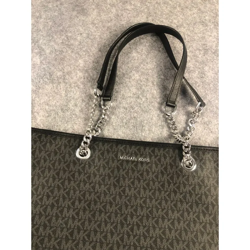 Michael Kors Black MK Logo Jet Set Travel Tote Tablet Zip NWOT - Picture 10 of 10